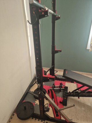 Pack Rack + banco +barra + 80kg discos + mancuern