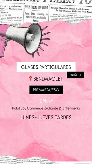 CLASES PARTICULARES / NIÑERA