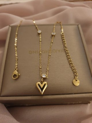 Collar Corazón Baño Oro 18k