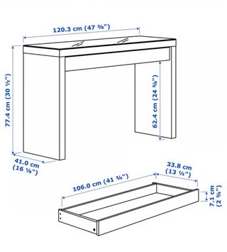 Tocador IKEA MALM blanco 120x41 cm