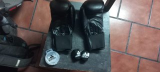 Saco de boxeo, soporte y guantes