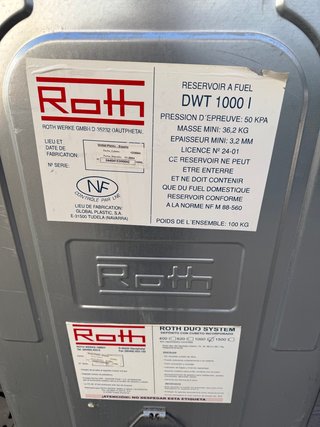 Depósito Gasoil Roth 1000L Doble Pared