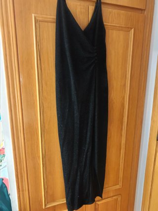 Vestido negro fiesta brillante