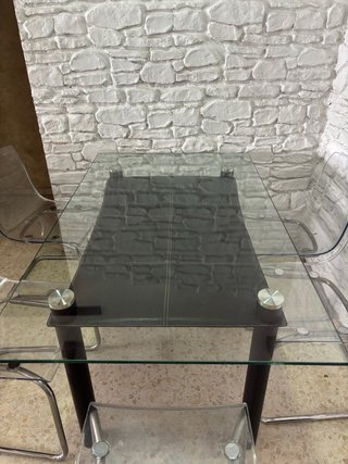 Mesa cristal templado con 6 sillas