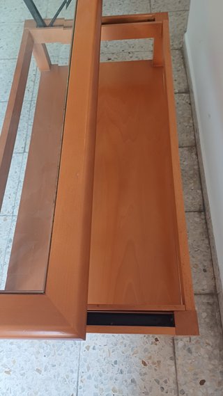 Mesa centro madera y cristal elevable