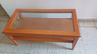 Mesa centro madera y cristal elevable