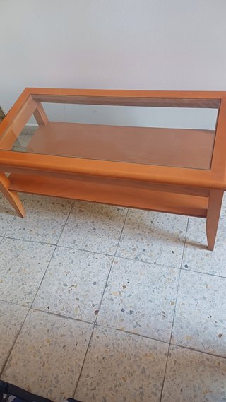 Mesa centro madera y cristal elevable