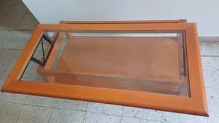 Mesa centro madera y cristal elevable