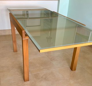 Mesa Comedor Extensible Madera y Cristal
