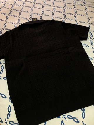 Camicia Polo Ralph Lauren a maglia intrecciata nera