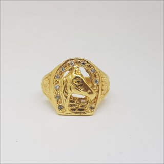 Anillo Oro 14K Herradura con Cuarzos Azules