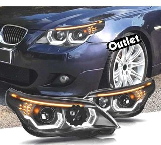 KJ FAROS BMW E60 E61 03-07 ANGEL EYES LED U HALO FONDO NEGRO