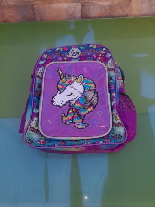 Mochila infantil unicornio lentejuelas