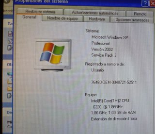Ordenador Intel Core 2 Windows XP