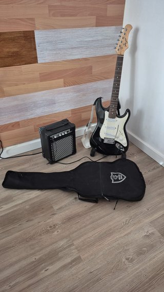 Guitarra Eléctrica Junior Negra + Ampli