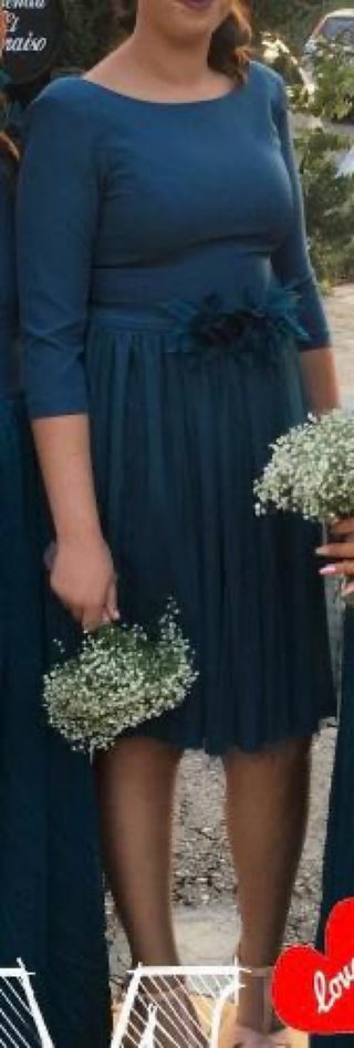Vestido de fiesta azul verdoso