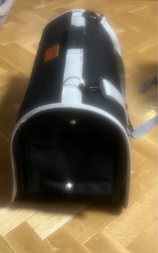 Transportín para mascotas negro y gris, para gatos