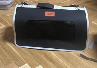 Transportín para mascotas negro y gris, para gatos