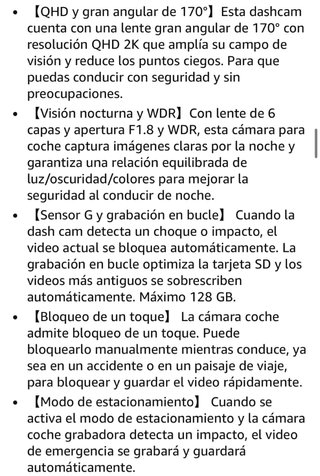 Cámara Dashcam Coche 2K QHD + Tarjeta 64GB - Nueva