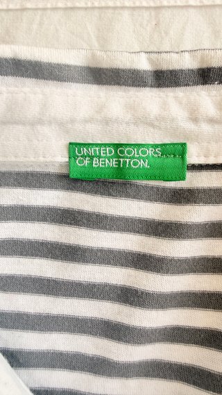 Polo Benetton Rayas Gris/Blanco Talla XL