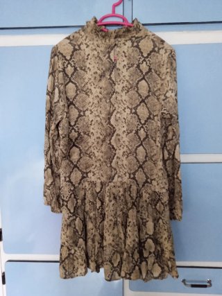 Vestido/blusa pitón beige manga larga