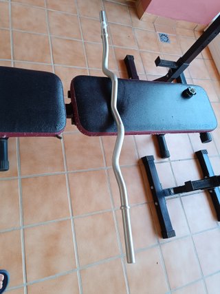 Pesas, mancuernas y barra de gimnasio