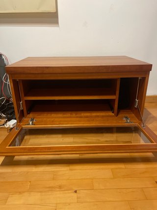 Mueble TV madera y cristal