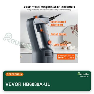 VEVOR batidora mano 750W acero inoxidable
