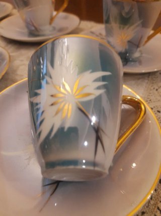 Juego de café antiguo Laype porcelana dorada