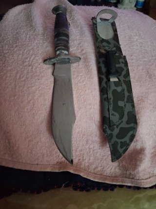 Cuchillo de caza con funda Antiguo