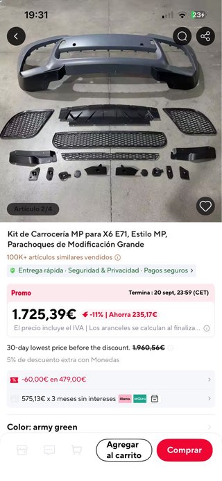 Paragolpes Delantero BMW X6 E71  2008-2012