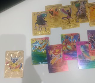 Lote 22 Cartas Pokémon Gold Rainbow + Metálica