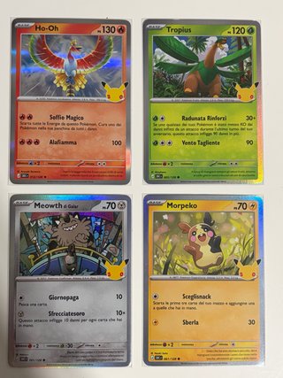 Lotto 4 Carte Pokemon TCG 30th Anniversary