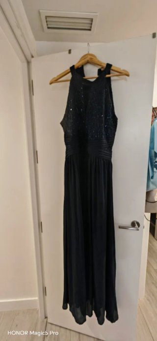 Vestido fiesta lentejuelas negro talla 46