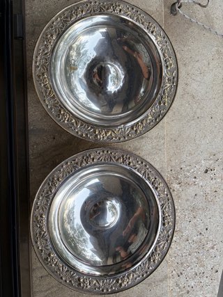 2 Fruteros Plateado Decorados