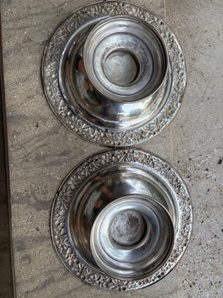 2 Fruteros Plateado Decorados