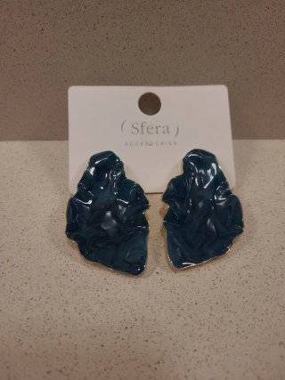 Pendientes Sfera Teal y Dorados