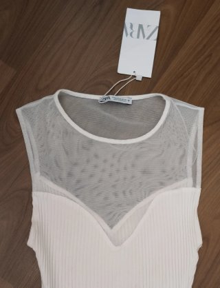 Body Zara blanco con transparencias