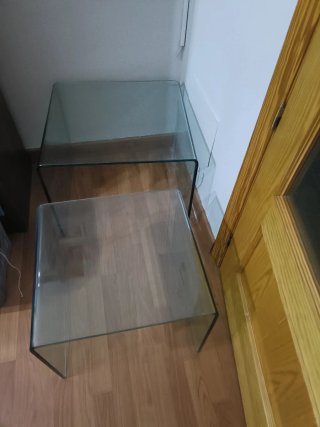 Juego 2 mesas auxiliares de cristal