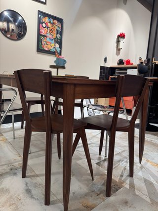 Mesa comedor vintage MidCentury, 4 sillas, 1 banco