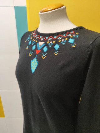Vestido Negro Bordado Talla Única