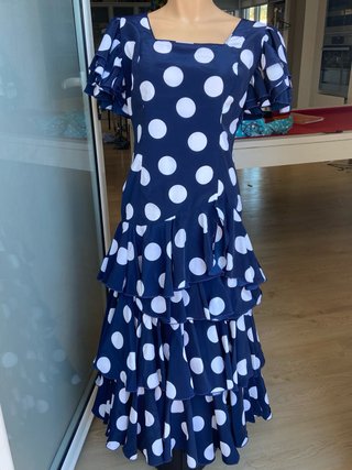 366 Vestido Flamenca Lunares Azul Talla 40