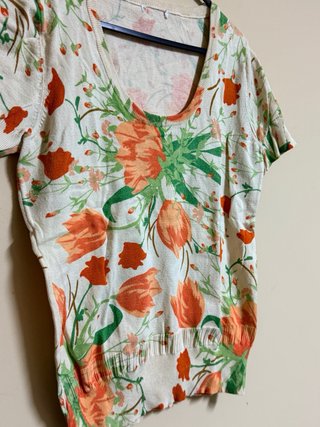 Jersey Zara Flores Naranja Talla M