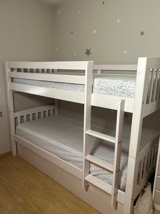 Litera madera blanca con cama nido