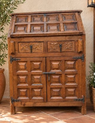 Mueble Castellano Antiguo Madera Tallada