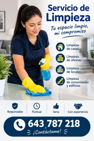Busco trabajo de limpieza. Soy una persona respons