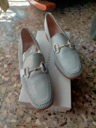 Zapatos Mujer Hispanitas Plata/Blanco Talla 37