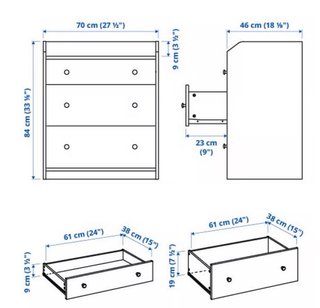 Cómoda/Cajonera gris de madera Negociable