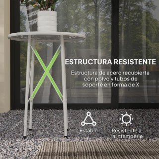 Mesa redonda jardín acero blanca