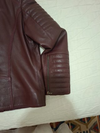 Cazadora Biker Piel Mujer Roja